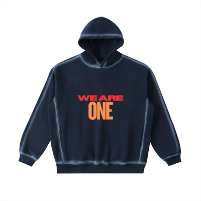 Inkspire Collection Hoodie front view – We Are One sunfaded design by Thought Prophet