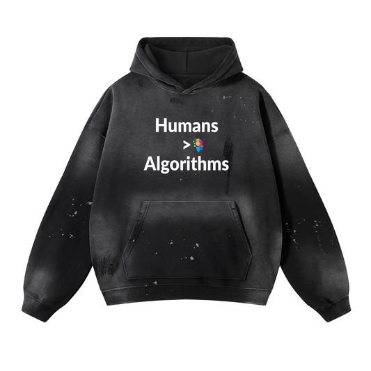 The Humanist Collection Vintage Washed Frayed Fleece Hoodie