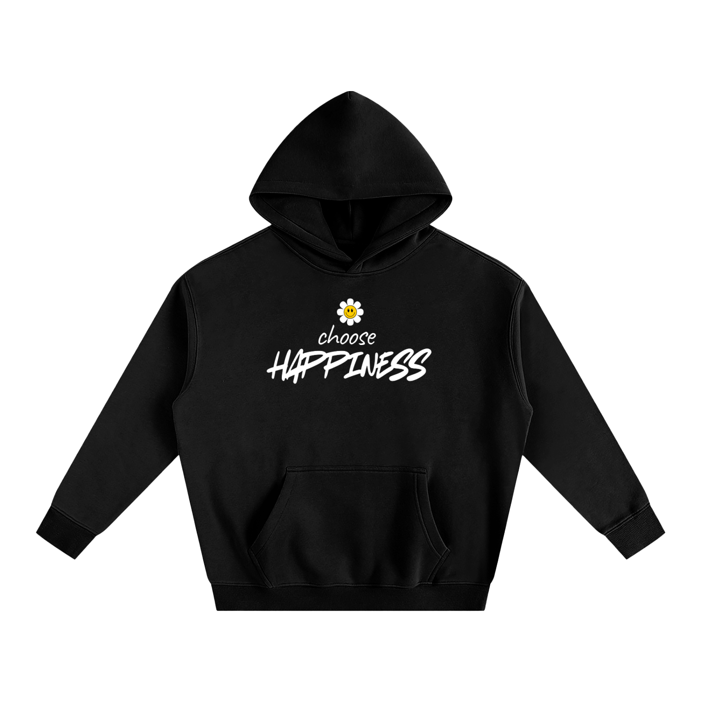 Choose Happiness Hoodie front view – bold streetwear by Thought Prophet